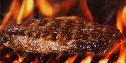 The Ground Round steak sizzling