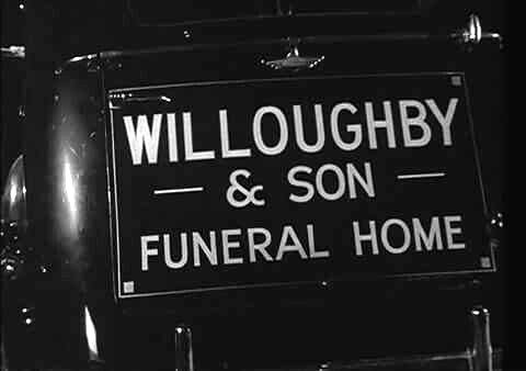 A Stop at Willoughby & Son funeral home sign