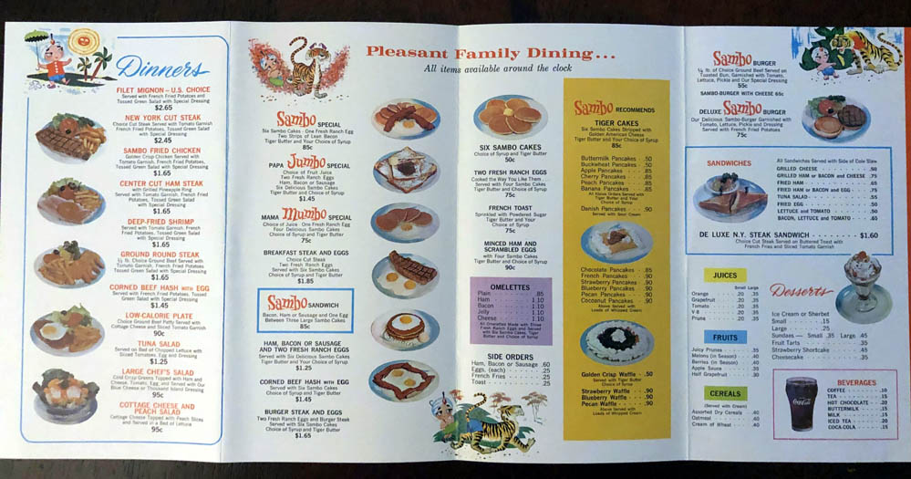 Sambo's menu