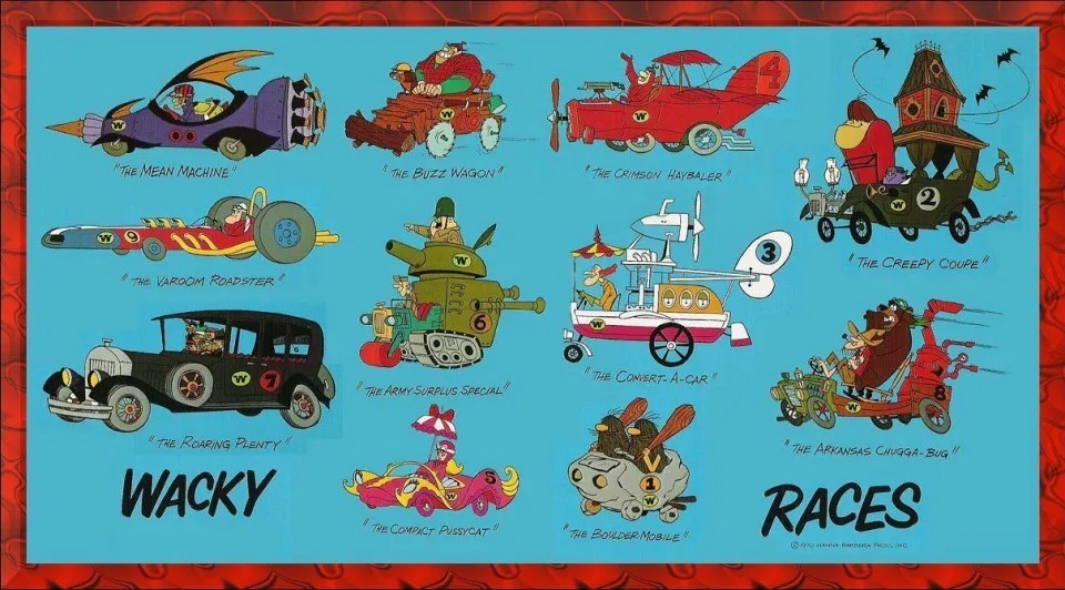 The Wacky Races cars and planes