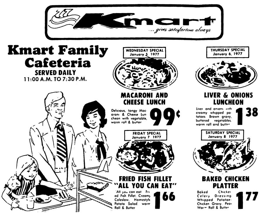 Kmart Cafeteria prices on menu